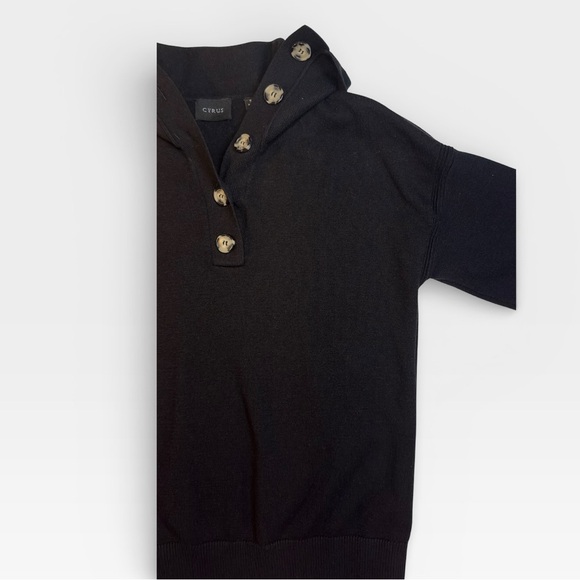 Cyrus Women’s Milan Black Knit Quarter Collar Button Rayon Sweater SMALL - Picture 4 of 8